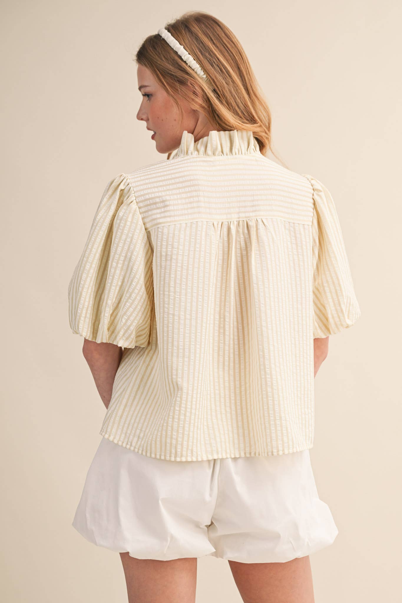 Striped Ruffle Button Down Top