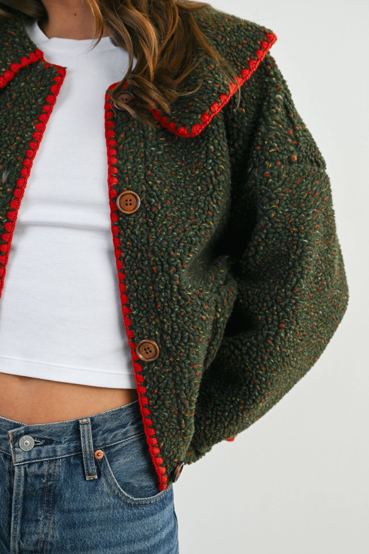 Buttoned Fleece Puffer Jacket