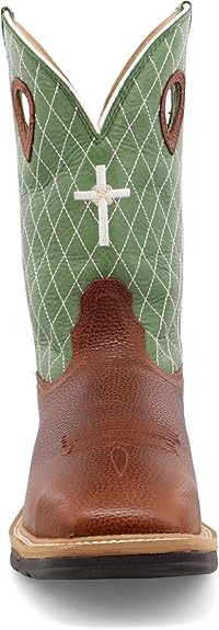 Twisted X Cognac Glazed Pebble & Lime 12" Western Work Boots