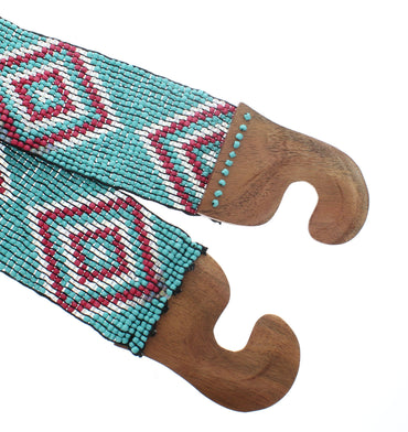Turquoise & Pink Handmade Stretchy Beaded Bali Belt