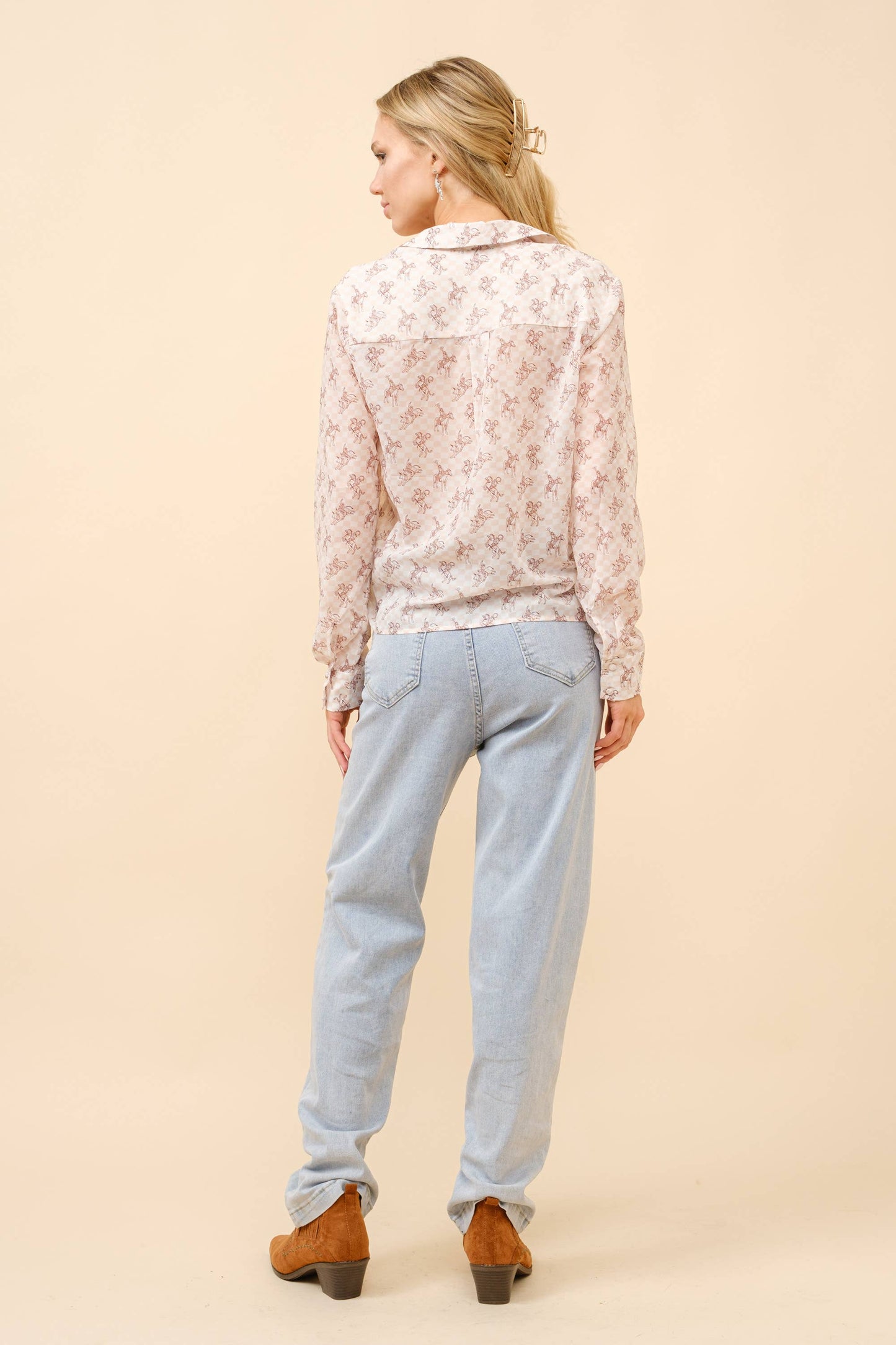 Chiffon Western Print Blouse