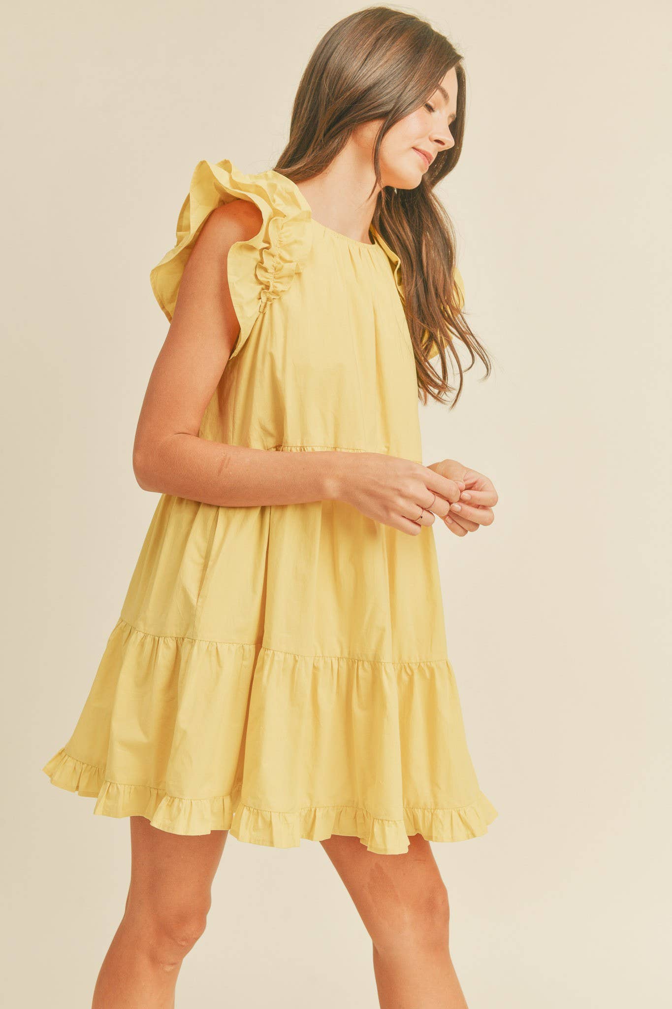 Flutter Sleeve Tiered Babydoll Dress
