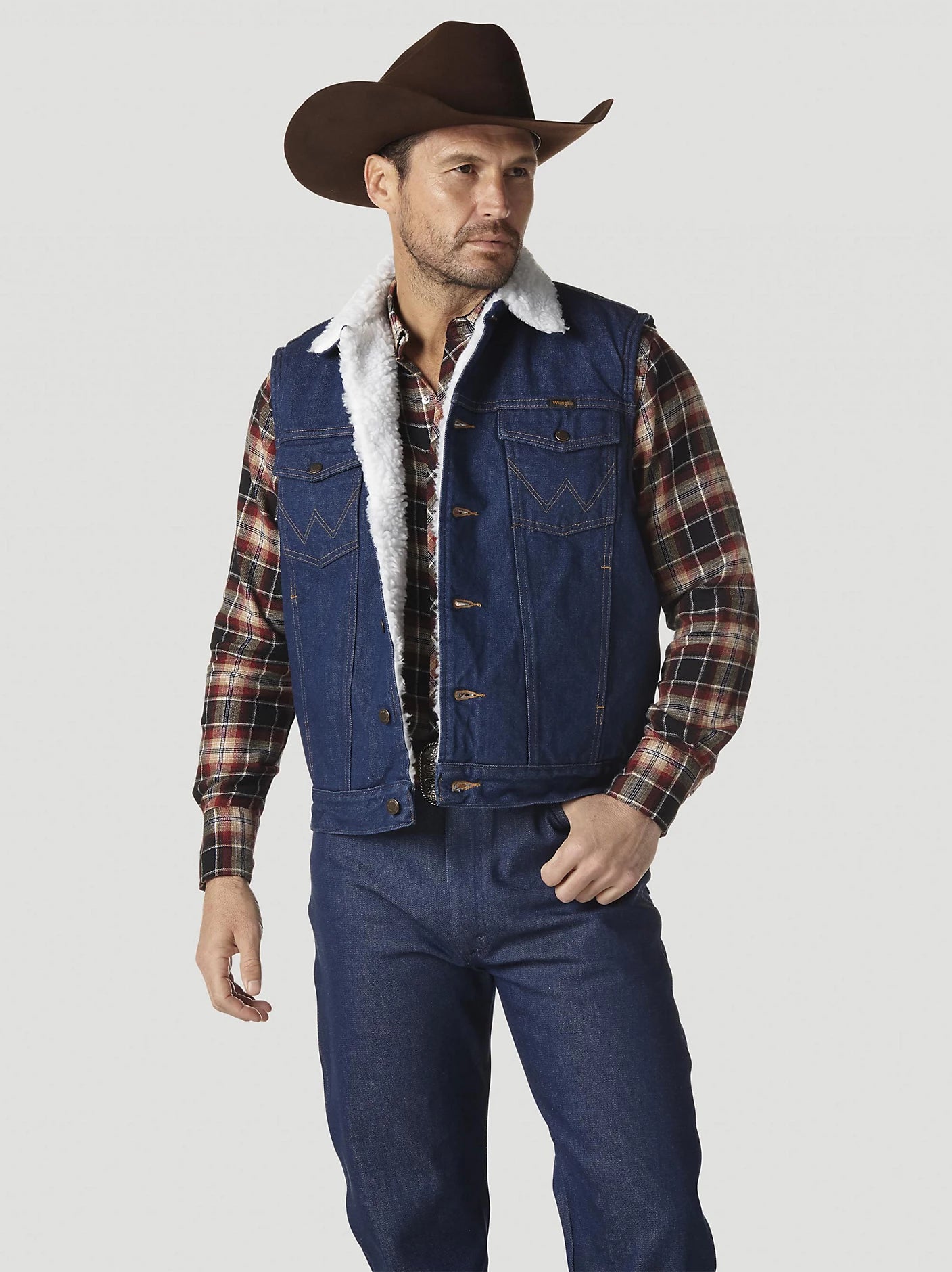 Wrangler Sherpa Lined Prewashed Denim Vest