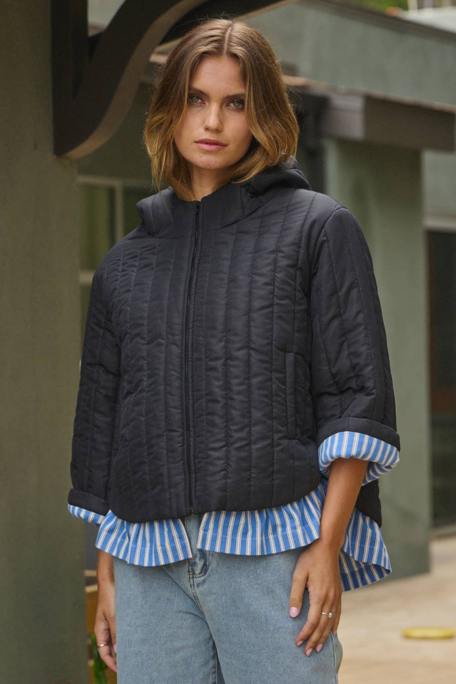 Quilted Puffed Hood Jacket