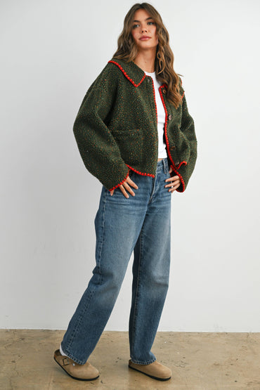 Buttoned Fleece Puffer Jacket