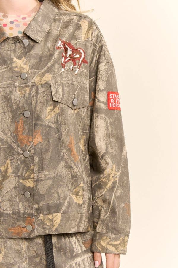 Dave & Dani Cropped Camo Jacket