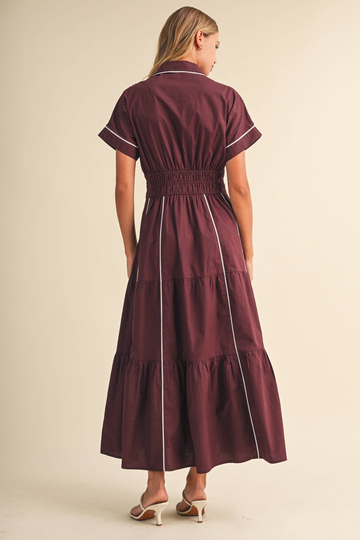 Piping Detail A-Line Maxi Dress