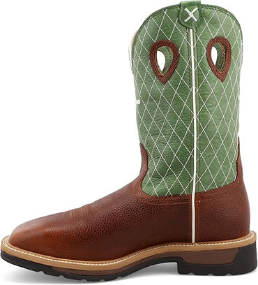 Twisted X Cognac Glazed Pebble & Lime 12" Western Work Boots
