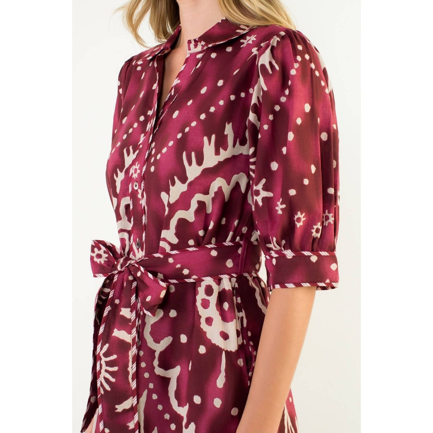 Long Sleeve Print Tiered Dress