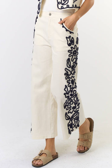 Cord Detailed Denim Pant