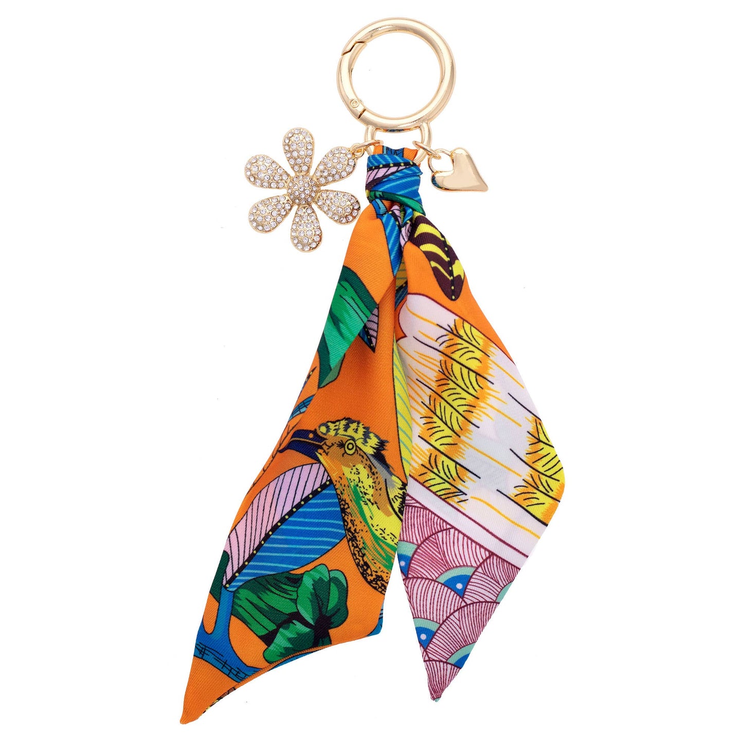 Canvas Style Scarlett Pave Daisy Twilly Bag Charm in Orange, Yellow, & Green