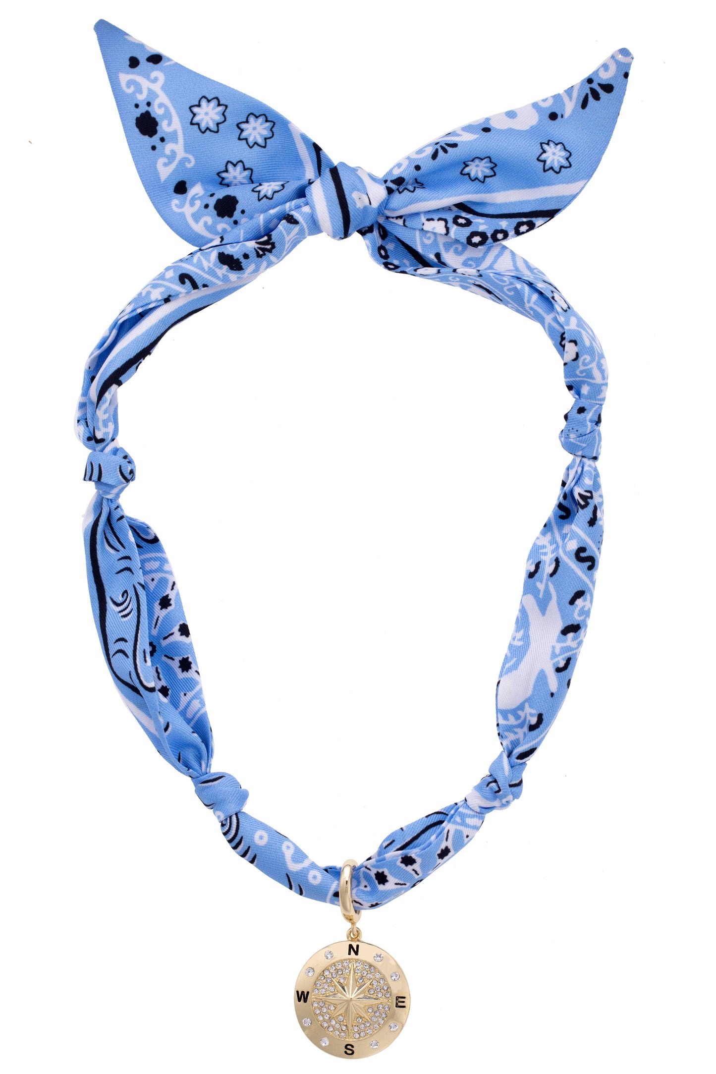 Canvas Style Calista Pave Compass Scarf Necklace in Blue & White