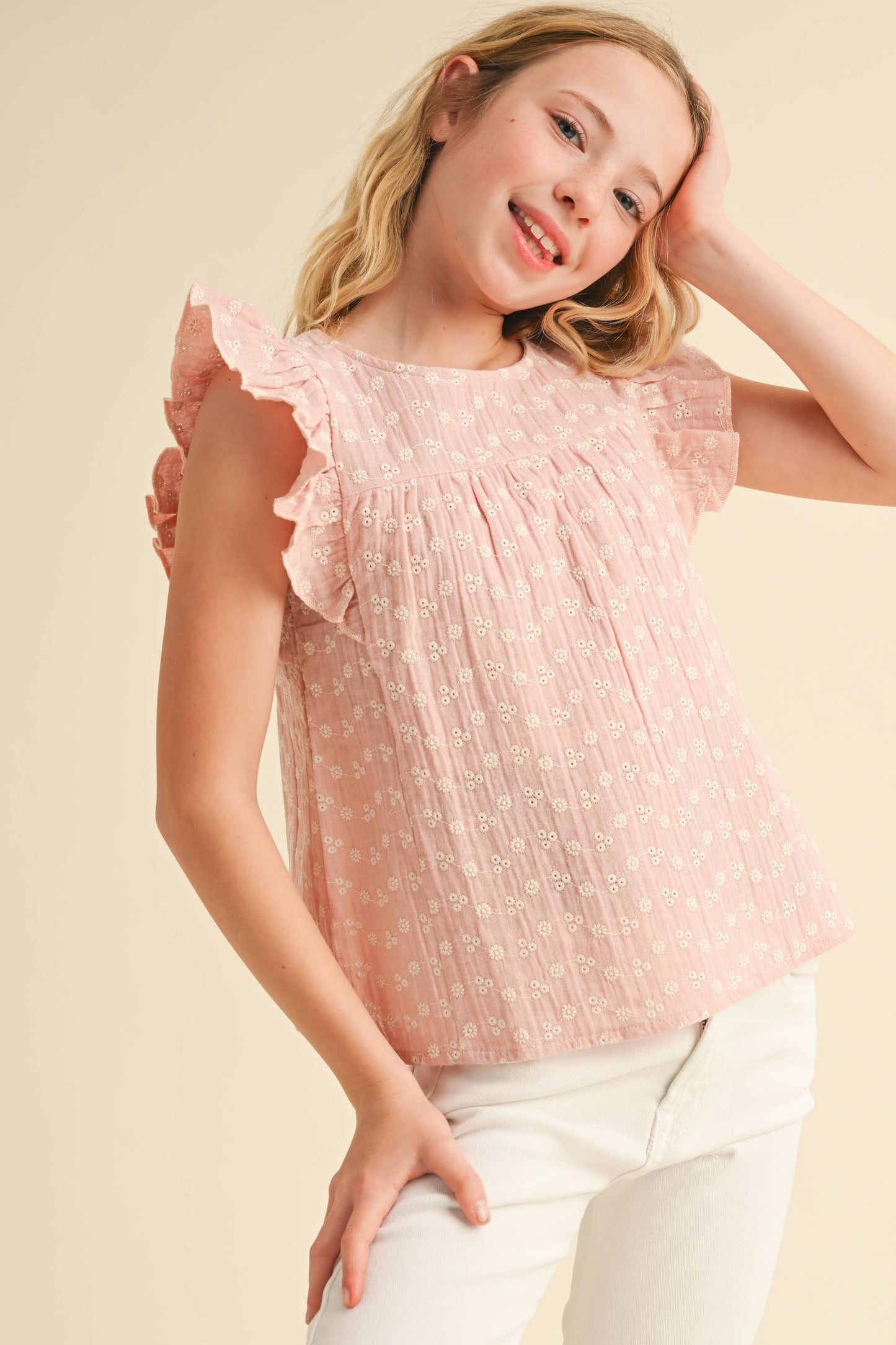 Tween Girls Lace Tie Open Back Top
