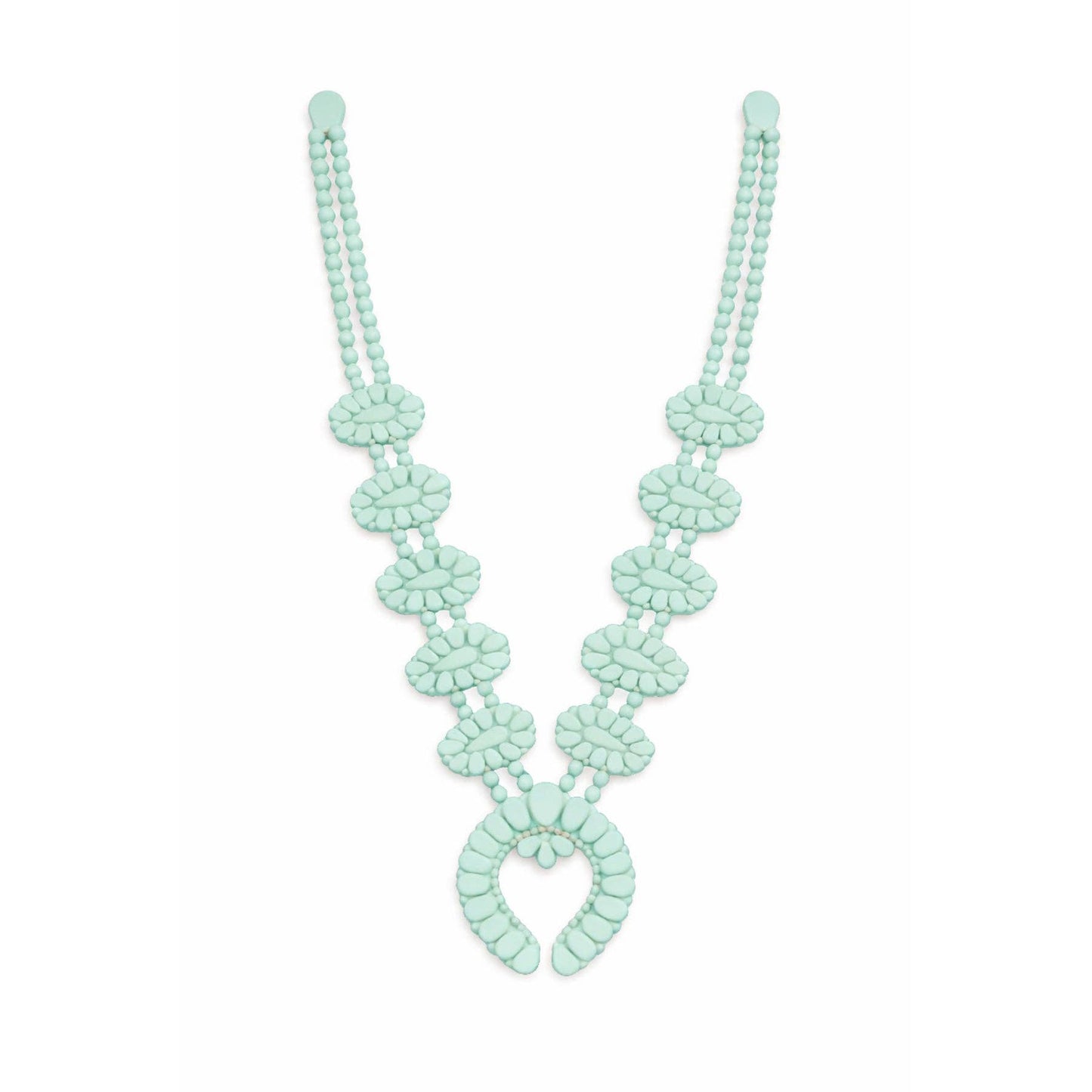 Rahya Jewelry Design Golden Hour Squash Blossom Necklace in Stardust Mint