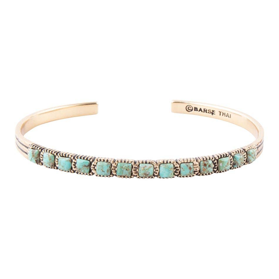 Barse In Line Turquoise and Bronze Cuff Bracelet