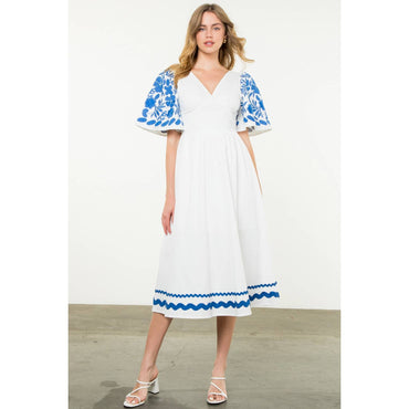 Embroidered Detail Midi Dress