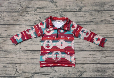 Boys Western Aztec Zip Pullover