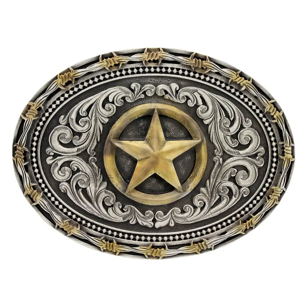 Montana Silversmith Two Tone Rope & Barbed Wire Classic Impressions Lone Star Attitude Buckle