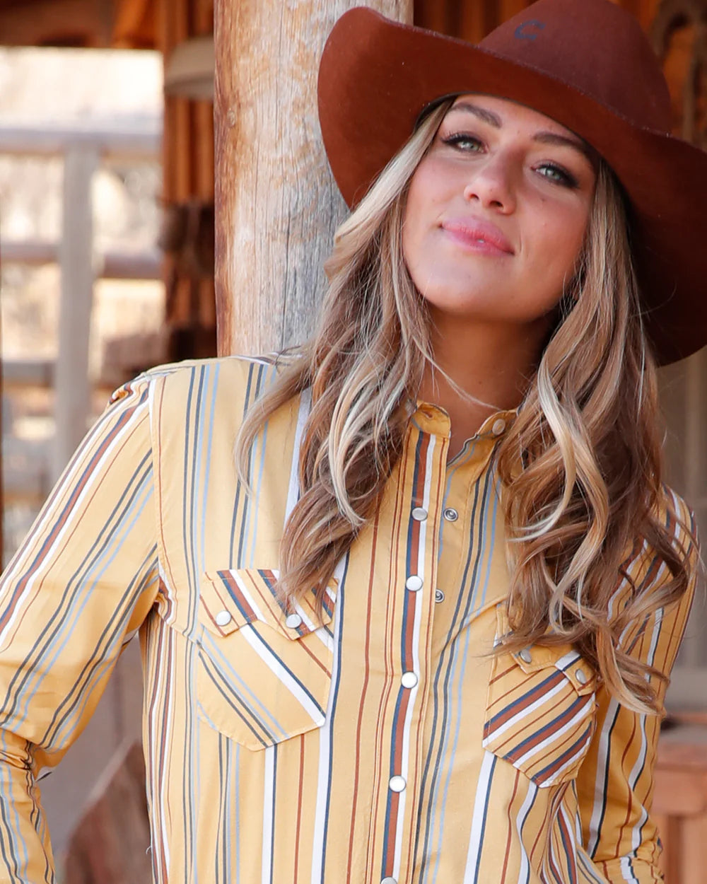 Cruel Denim Women's Boyfriend Fit Stripe Snap Front Western Shirt