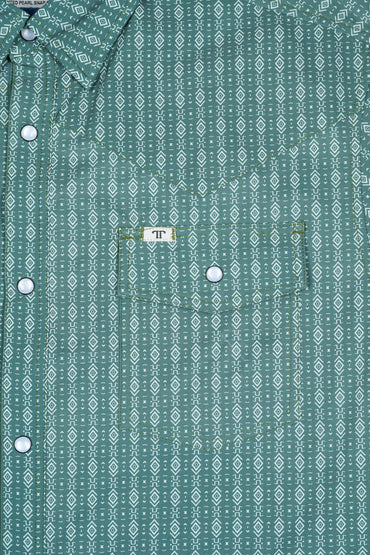 Ferrell Aztec - Green Short Sleeve Snap Shirt