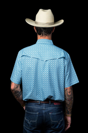 Ferrell Diamond Short Sleeve Snap Shirt Blue