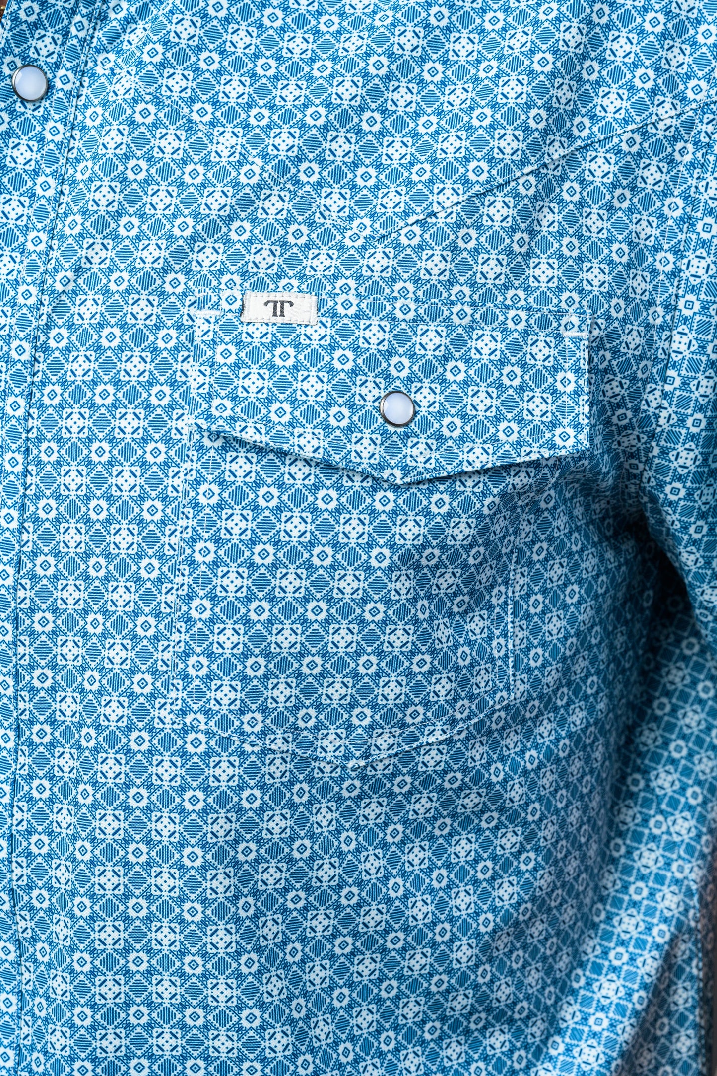 Ferrell Diamond Short Sleeve Snap Shirt Blue