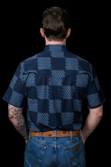 Ferrell The Dallas - Blue Short Sleeve Snap Shirt