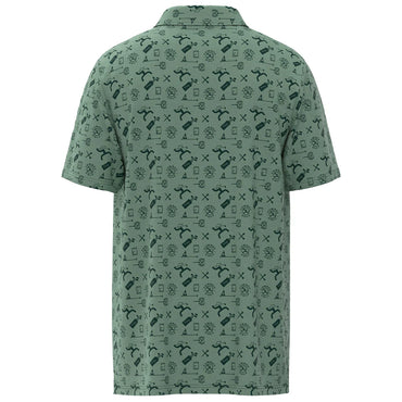 Hooey "The Weekender" Aqua Green Cowboy Golf Pattern Polo