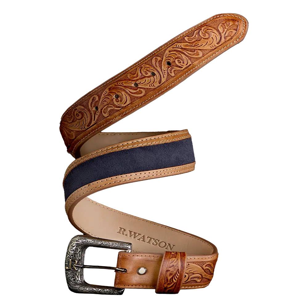 R. Watson Navy Suede Belt