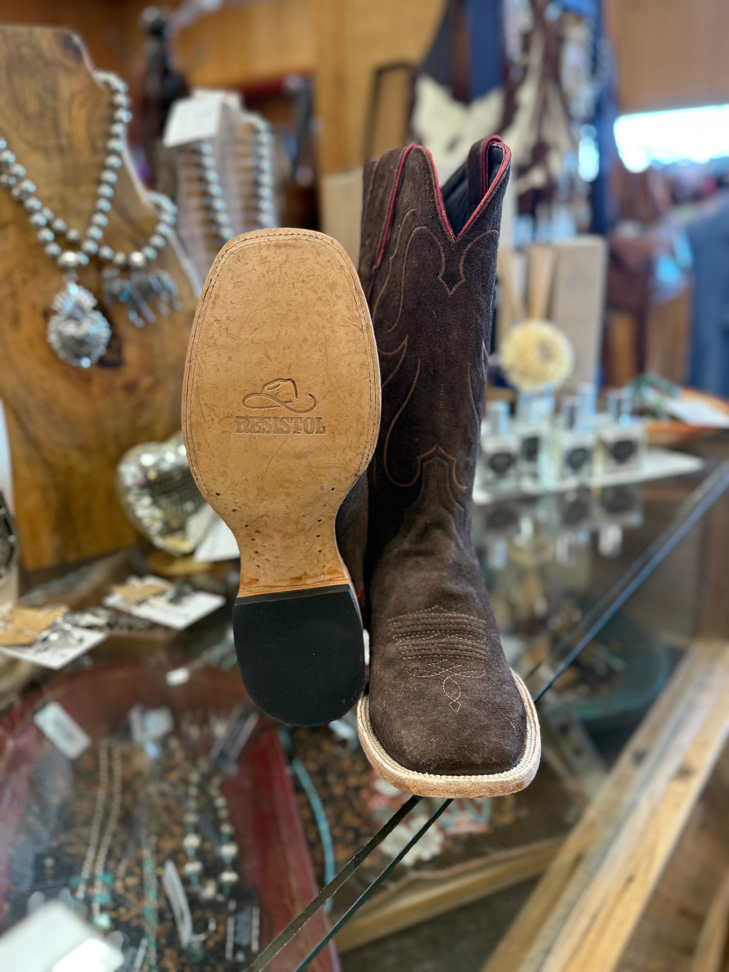 Resistol Chocolate Roughout Boots