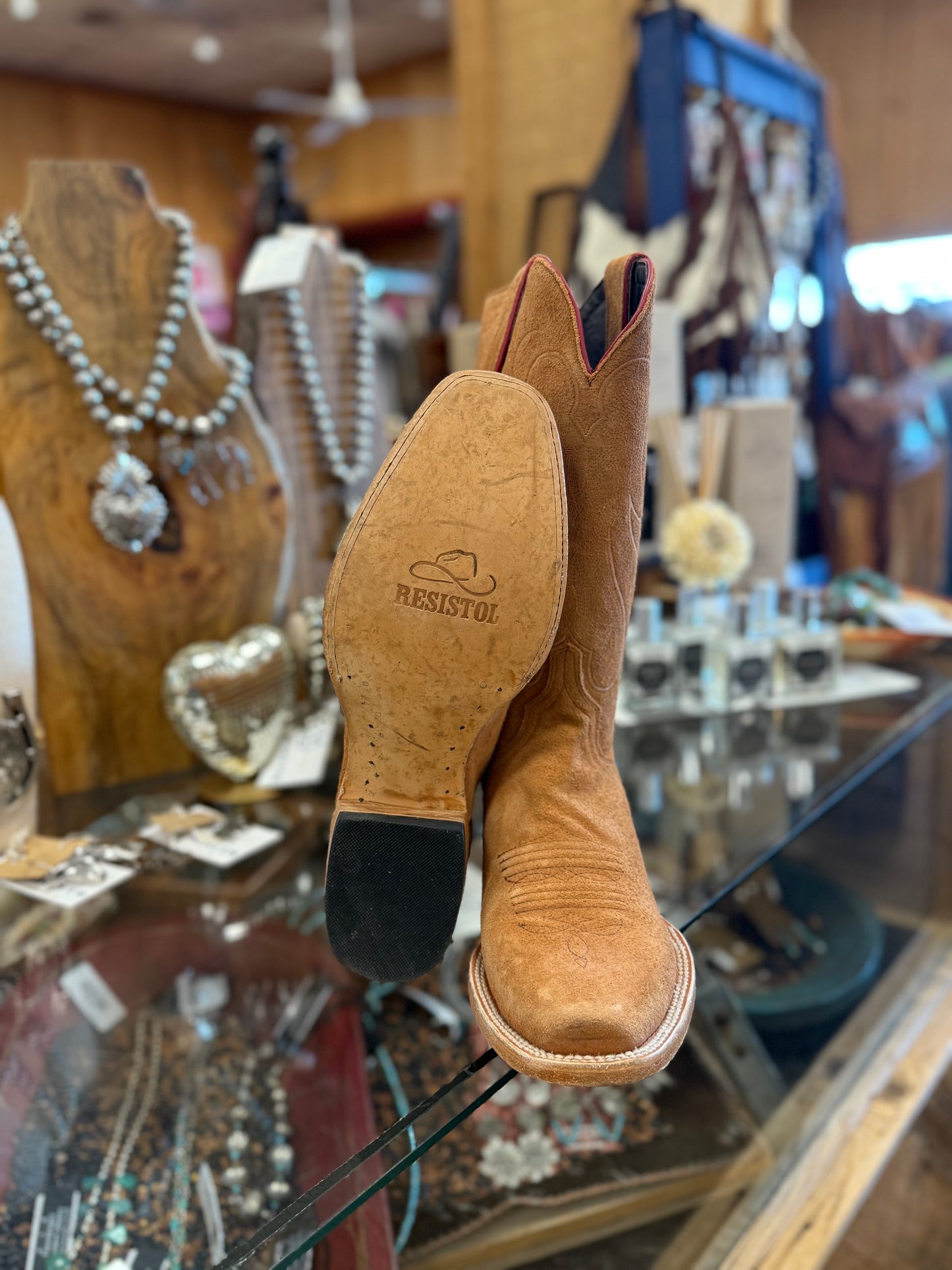 Resistol Cognac Roughout Boots