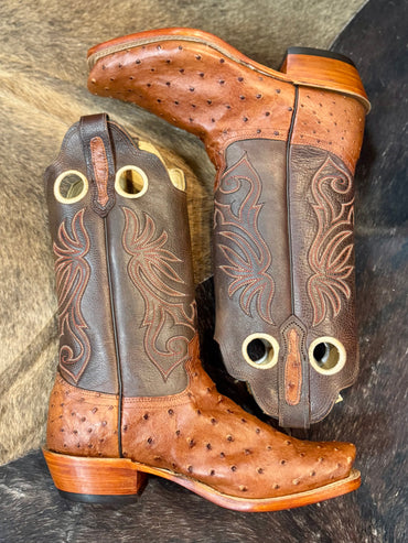 Mr. Boots Exclusive Fenoglio Cognac Ostrich King Ranch Boots