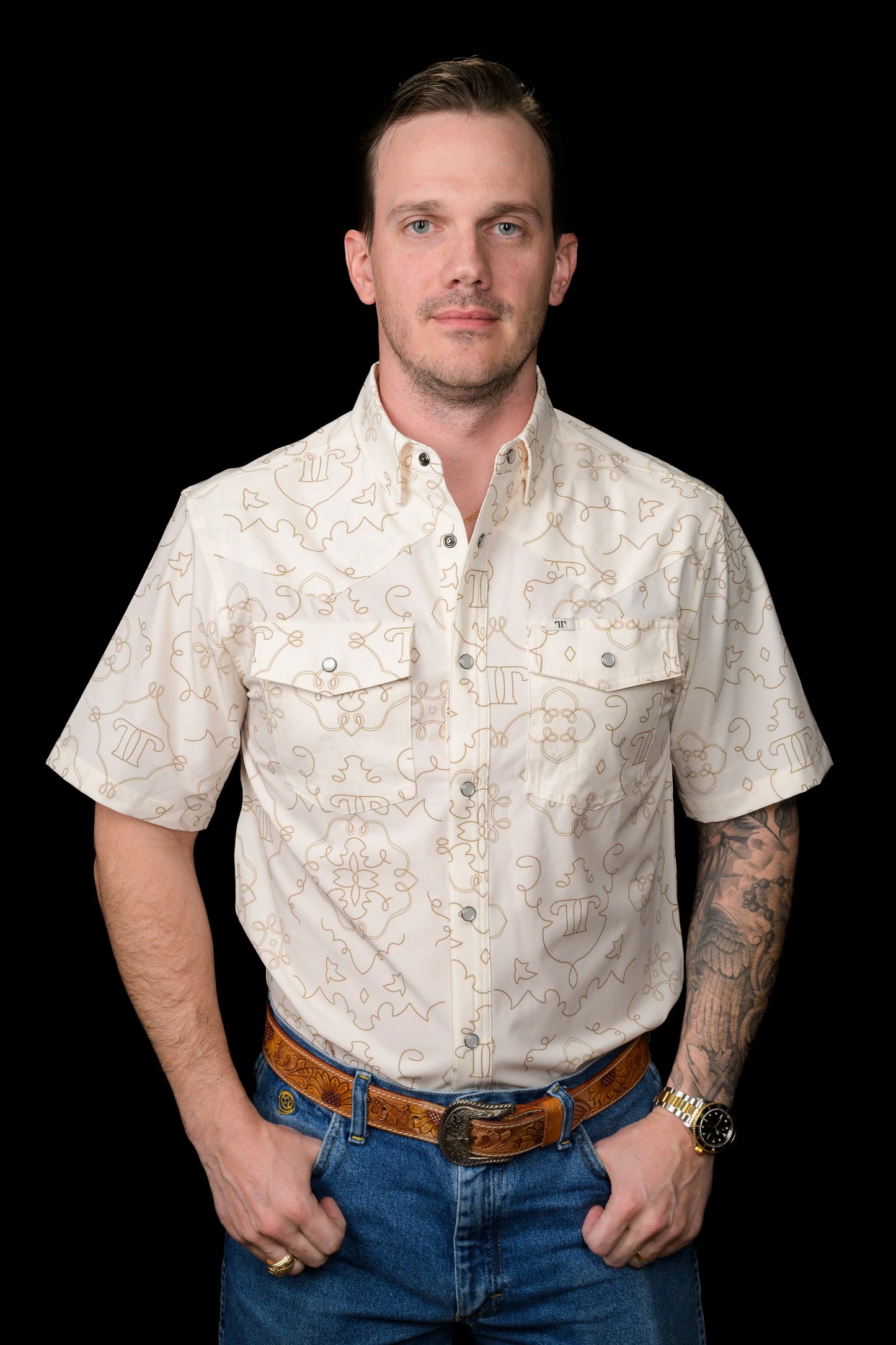 Ferrell The Carson - Beige Short Sleeve Snap Shirt