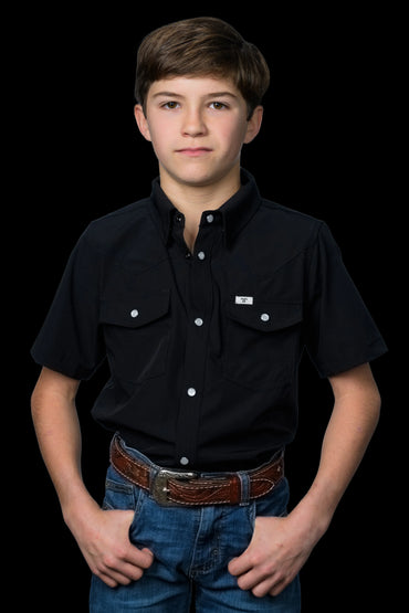 Ferrell CORE - Kid's Black Short Sleeve Snap Shirt