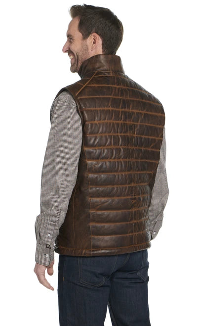 Cripple Creek Quilted Antique Leather Vest