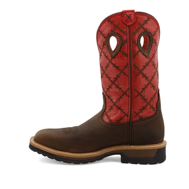 Twisted X Brown & Flash Red 12" Western Work Boot
