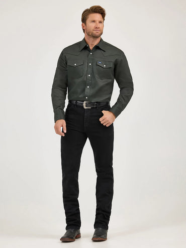 Wrangler 10MS70519 Cowboy Cut Firm Finish Twill Western Snap Work Shirt