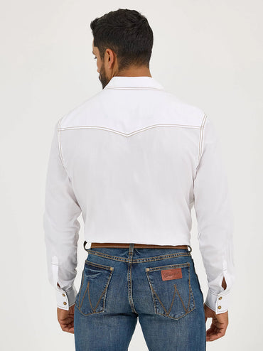 Wrangler MVR531W Retro Long Sleeve Western Snap Solid Dobby Shirt