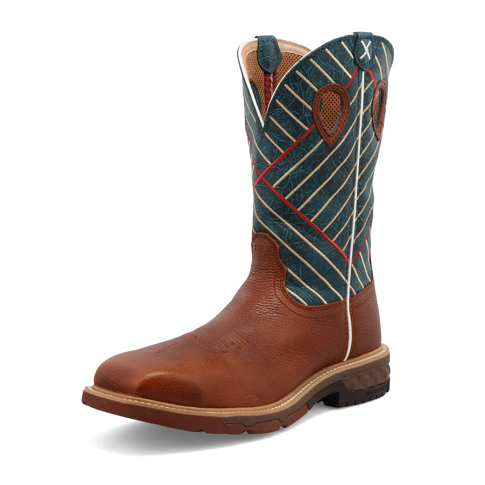 Twisted X Cognac & Dark Green 12" Western Work Boot