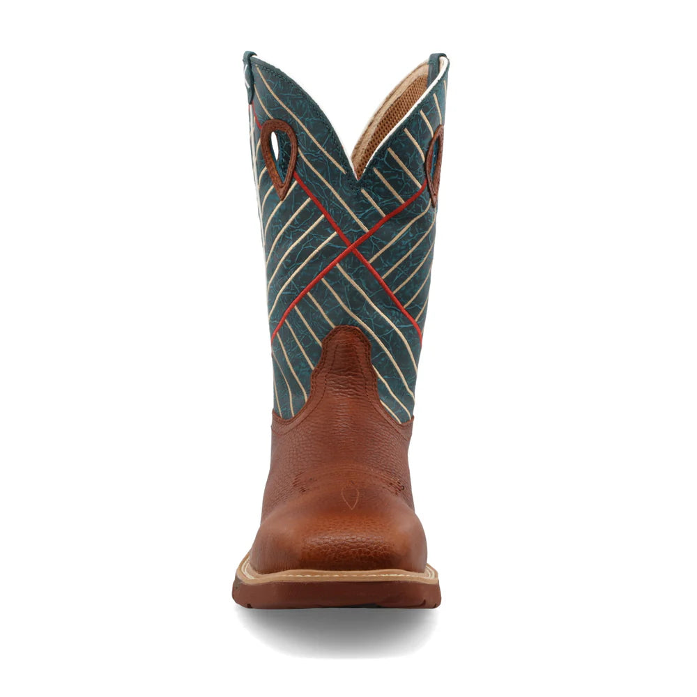 Twisted X Cognac & Dark Green 12" Western Work Boots