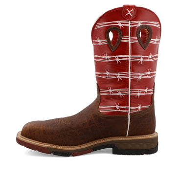 Twisted X Distressed Saddle & Ruby 12" Western Work Boots