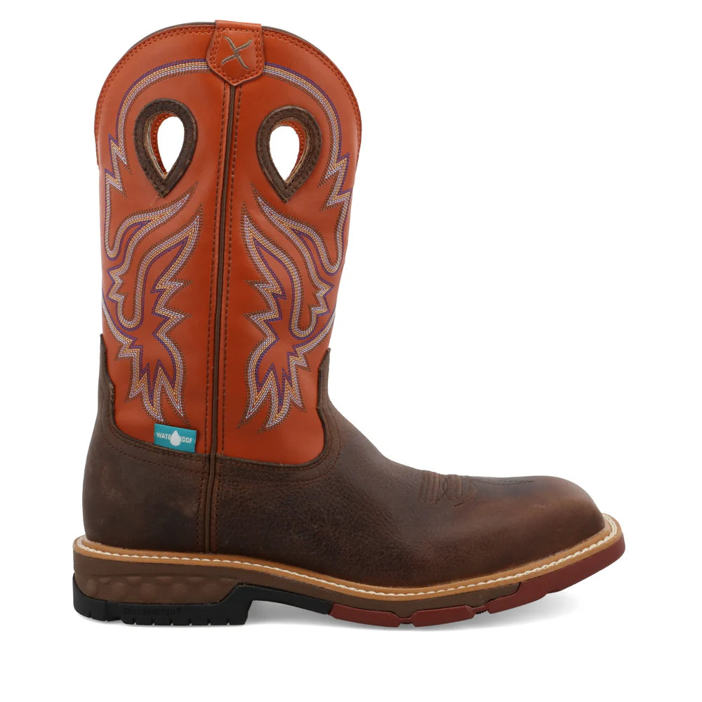 Twisted X Brown & Orange 12" Western Work Boots