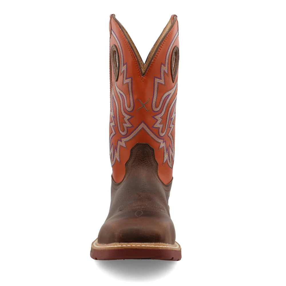 Twisted X Brown & Orange 12" Western Work Boots