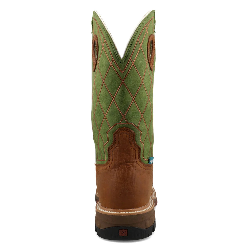 Twisted X Caramel Café & Green 12" Western Work Boots