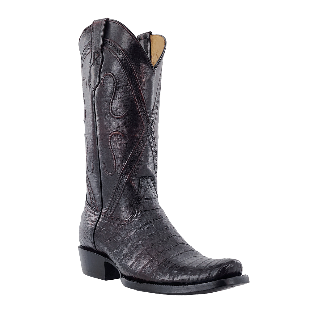 R. Watson Black Cherry Caiman Belly Boots