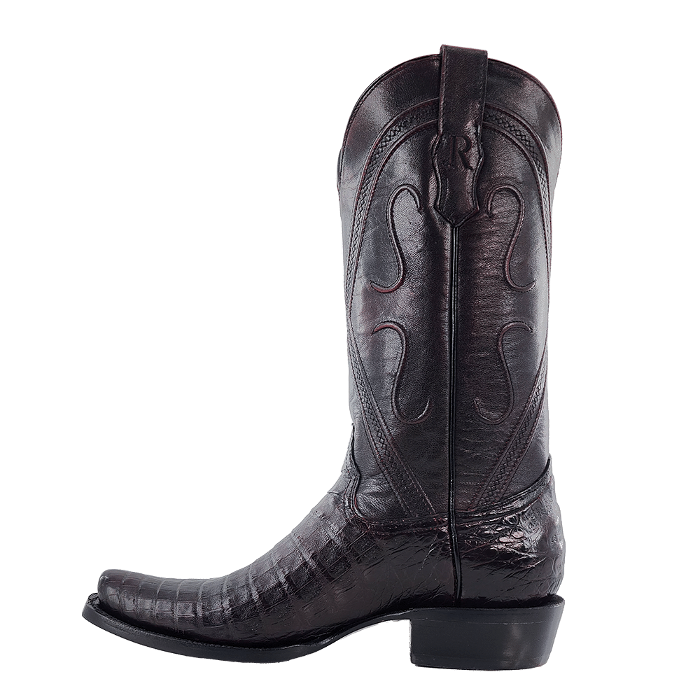 R. Watson Black Cherry Caiman Belly Boots
