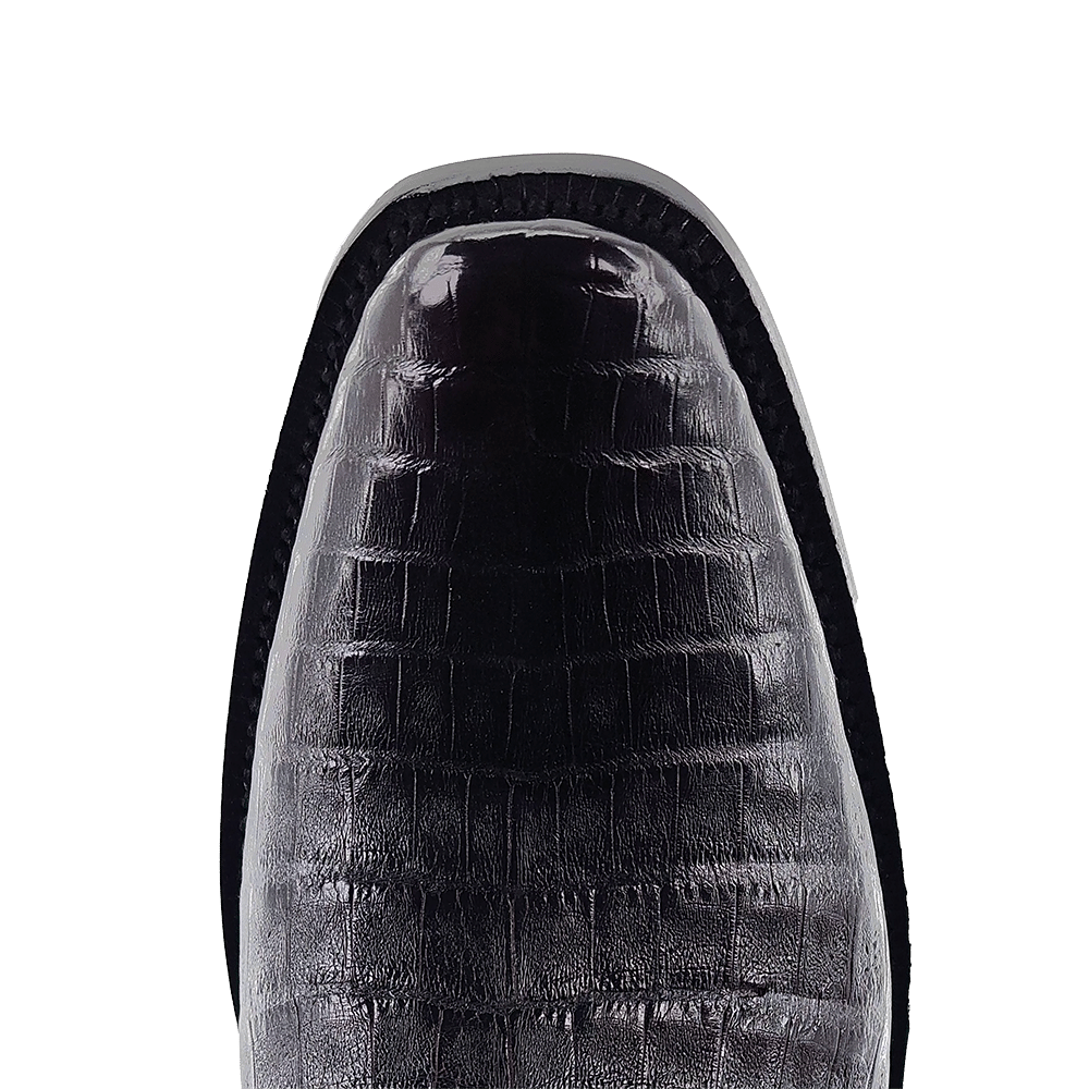 R. Watson Black Cherry Caiman Belly Boots