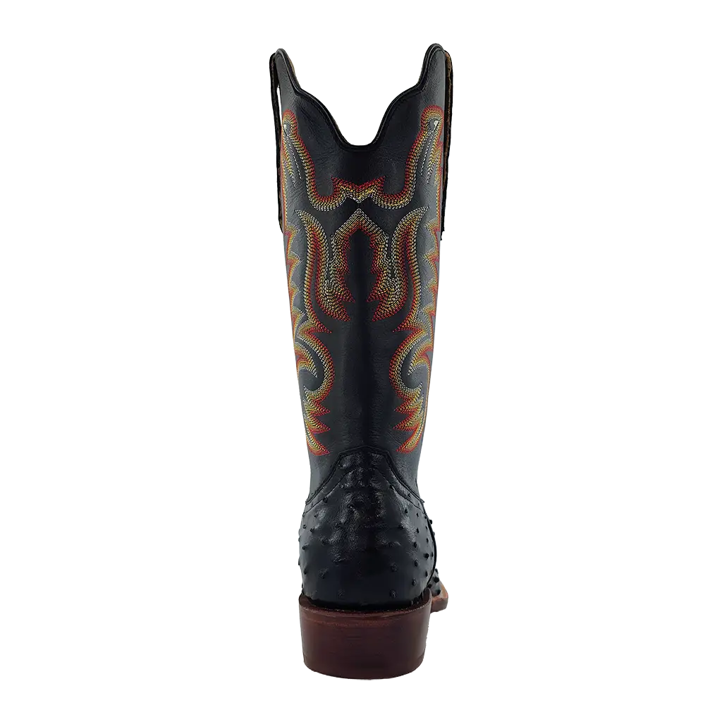 R. Watson Black Full Quill Ostrich Roper Boots
