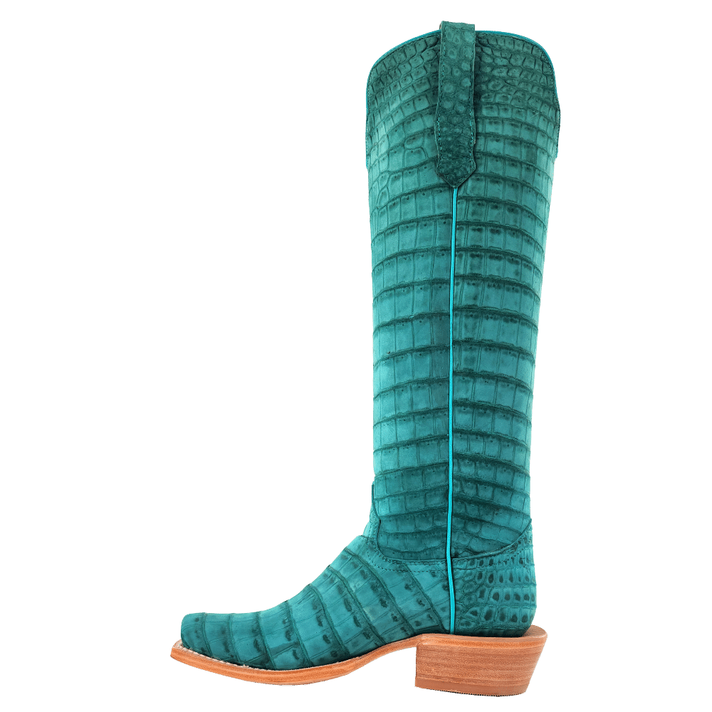 R. Watson Turquoise Sueded American Alligator Boots
