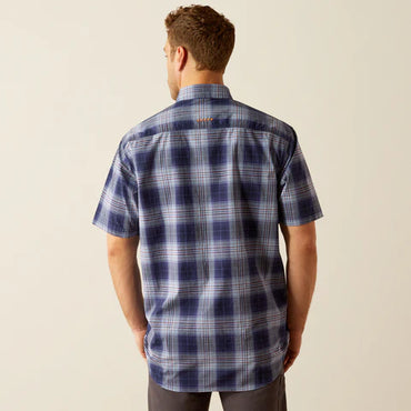 Ariat Rebar DuraStretch Navy & Cornflower Plaid Work Shirt